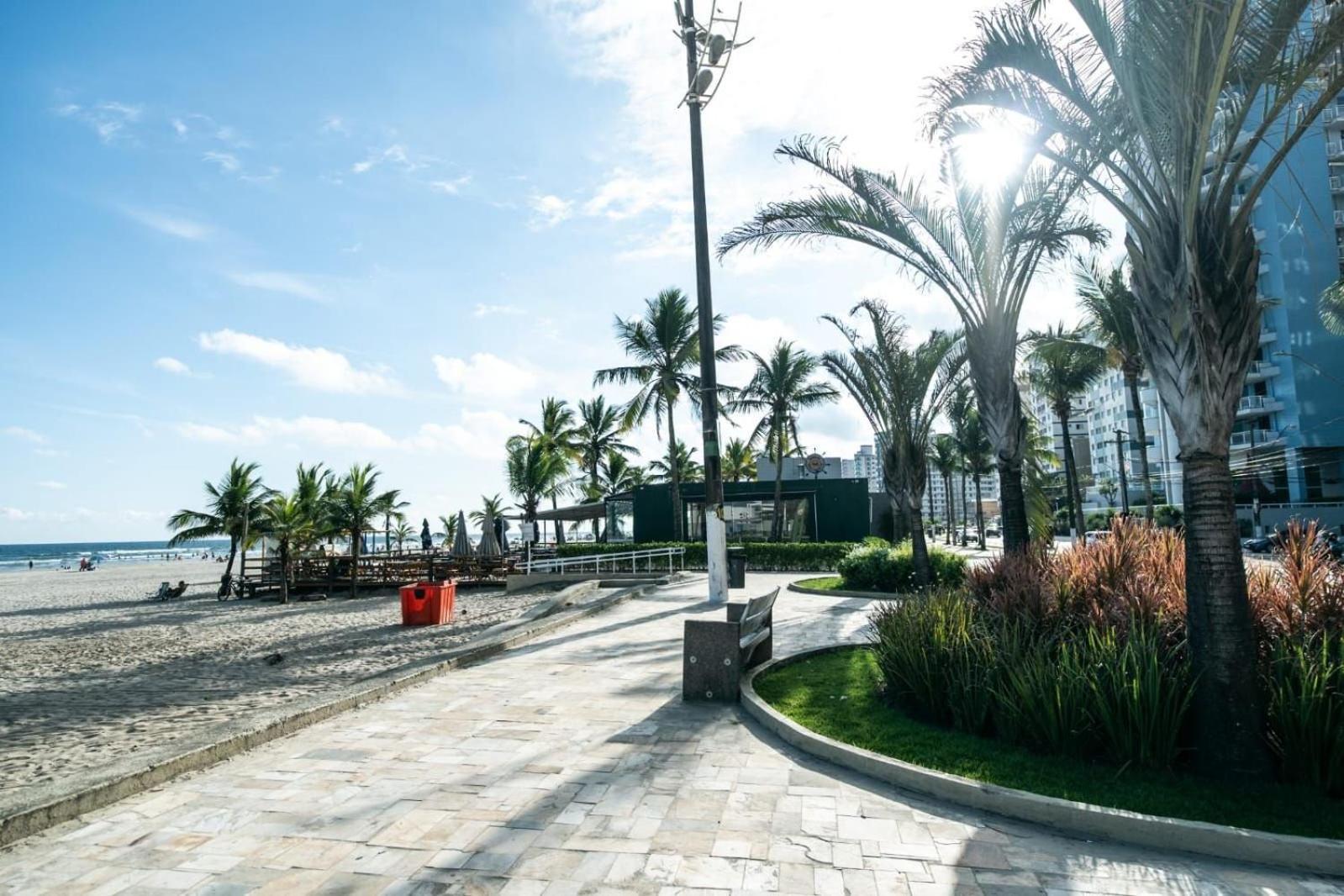 Frente Vista Mar Com Varanda Wi Fi 300Mbps E 10M Da Praia Da Tupi - Estacionamento Gratuito Praia Grande  Eksteriør bilde